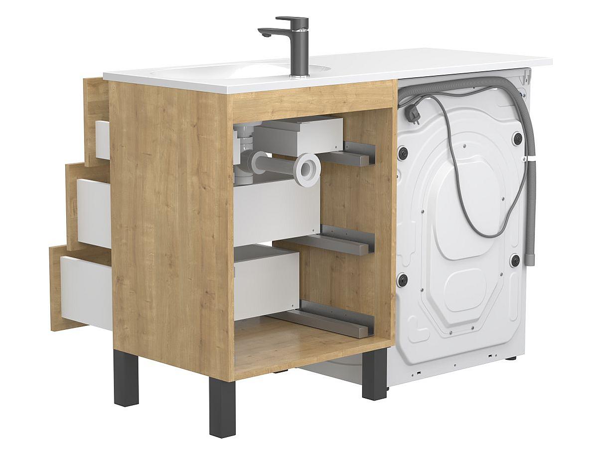 Тумба напольная TESSA Дуб Гамильтон с умывальником NEW YORK 1200 R