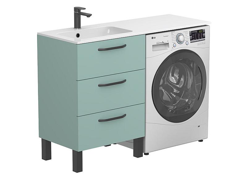 Тумба підлогова TESSA Зелена з умивальником DELLA 1200 L