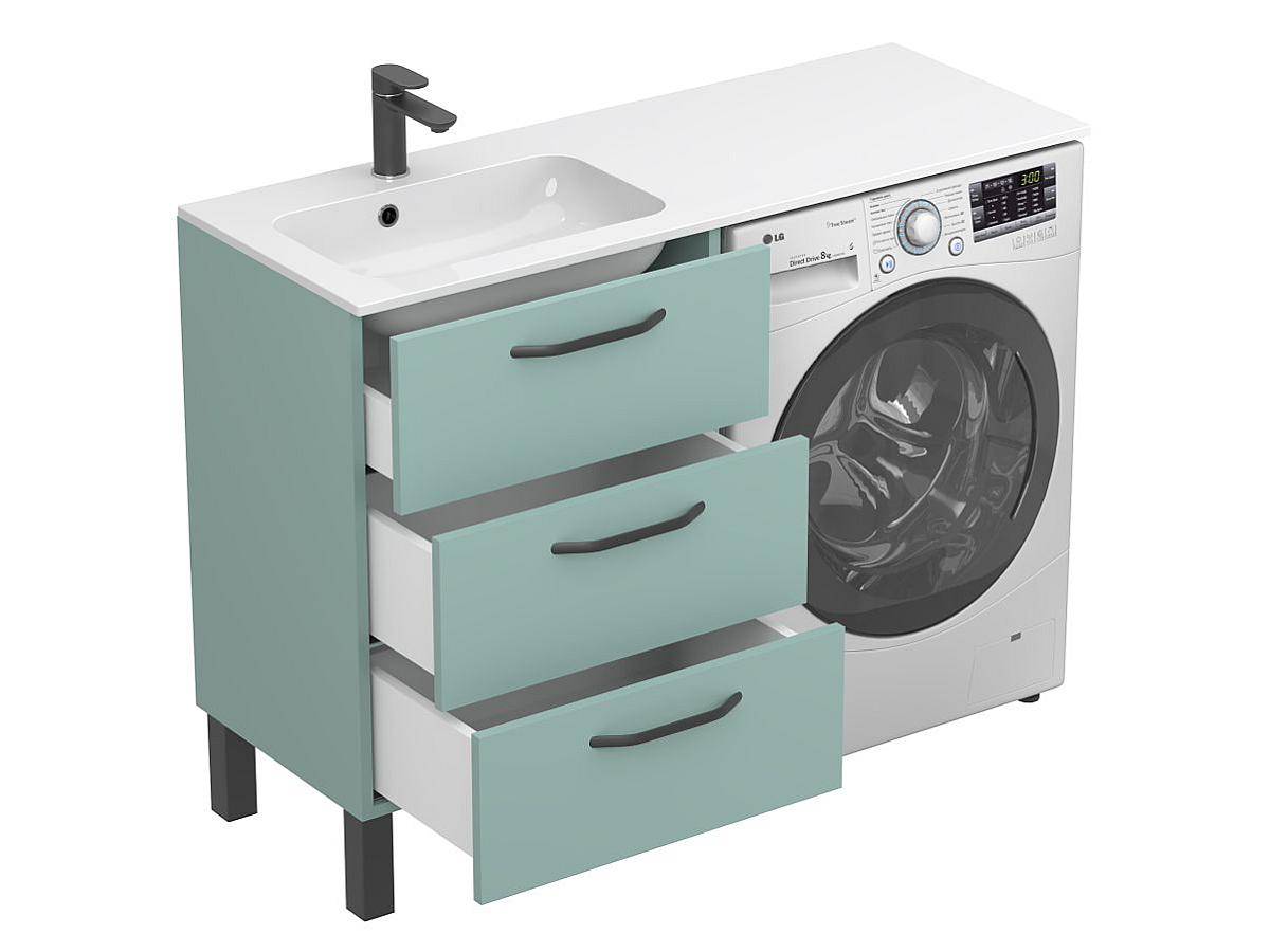 Тумба напольная TESSA Зеленая с умывальником DELLA 1200 L