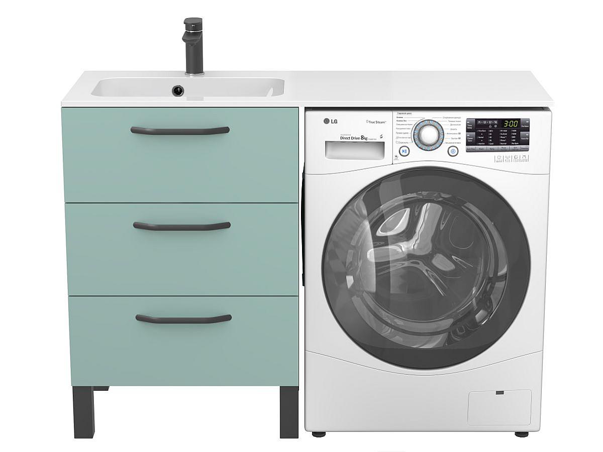 Тумба напольная TESSA Зеленая с умывальником DELLA 1200 L