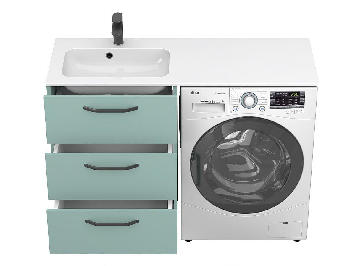 Тумба напольная TESSA Зеленая с умывальником DELLA 1200 L