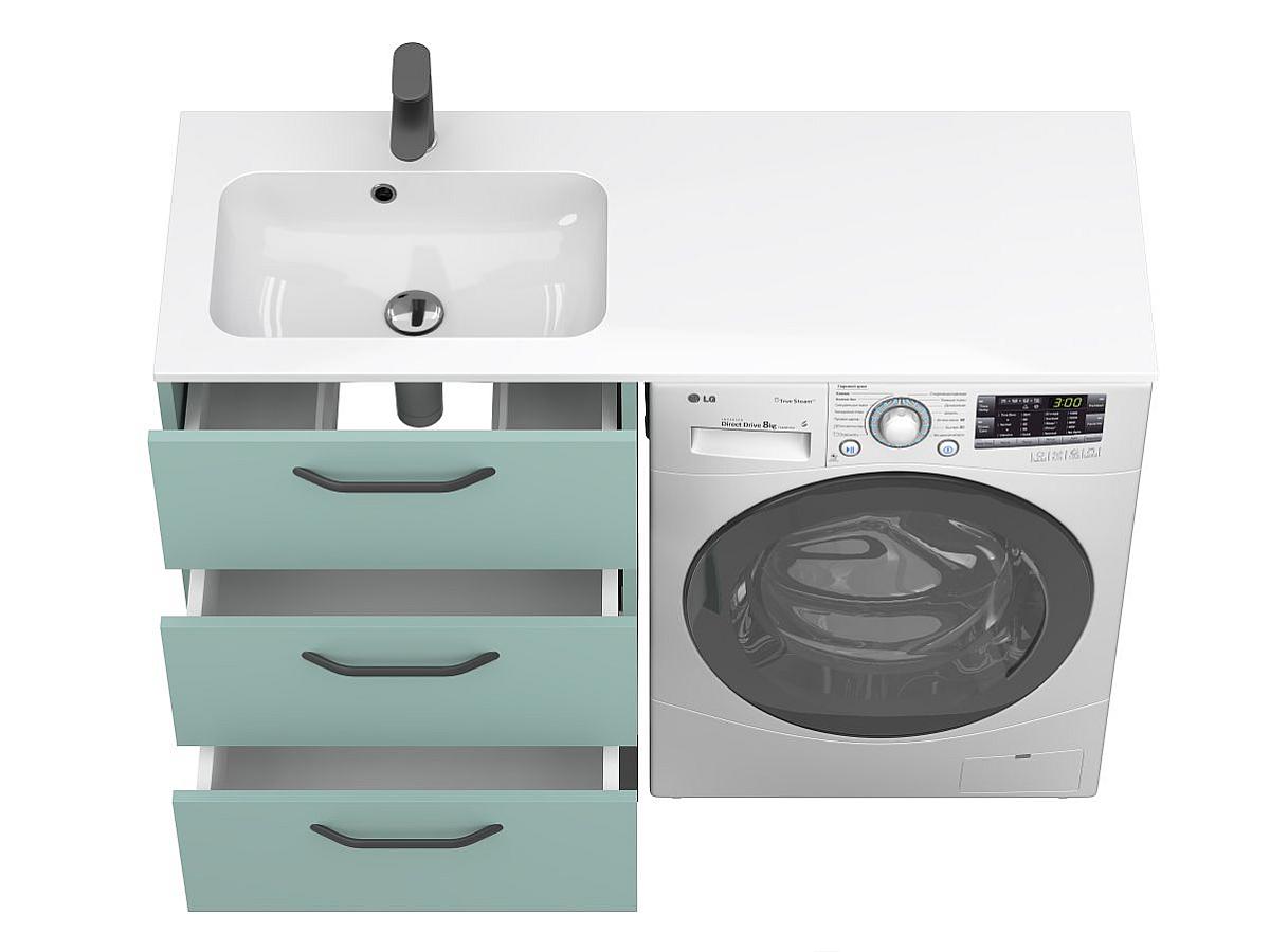 Тумба напольная TESSA Зеленая с умывальником DELLA 1200 L