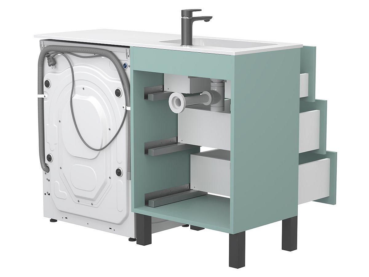 Тумба напольная TESSA Зеленая с умывальником DELLA 1200 L