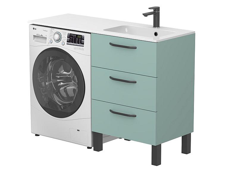 Тумба підлогова TESSA Зелена з умивальником DELLA 1200 R