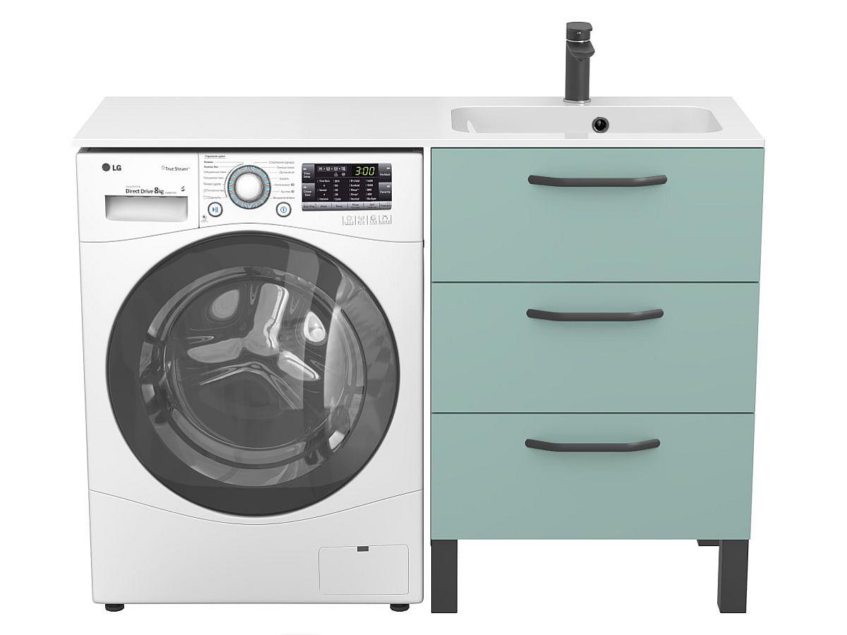 Тумба напольная TESSA Зеленая с умывальником DELLA 1200 R