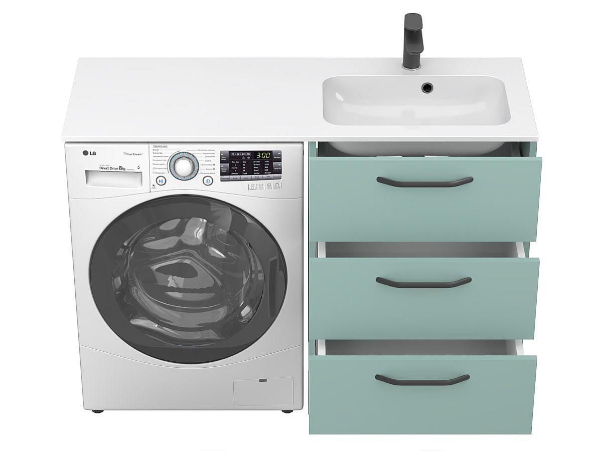 Тумба напольная TESSA Зеленая с умывальником DELLA 1200 R