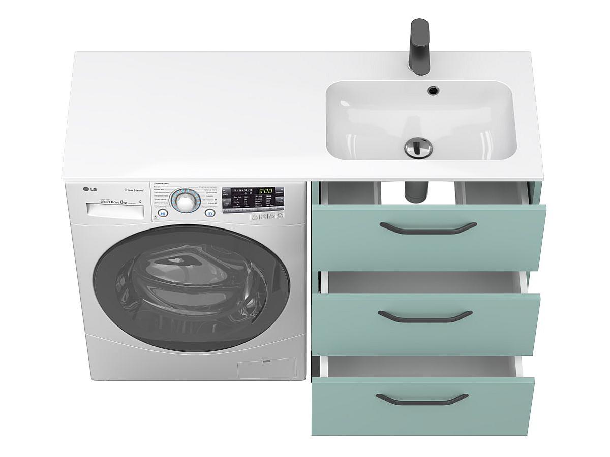 Тумба напольная TESSA Зеленая с умывальником DELLA 1200 R