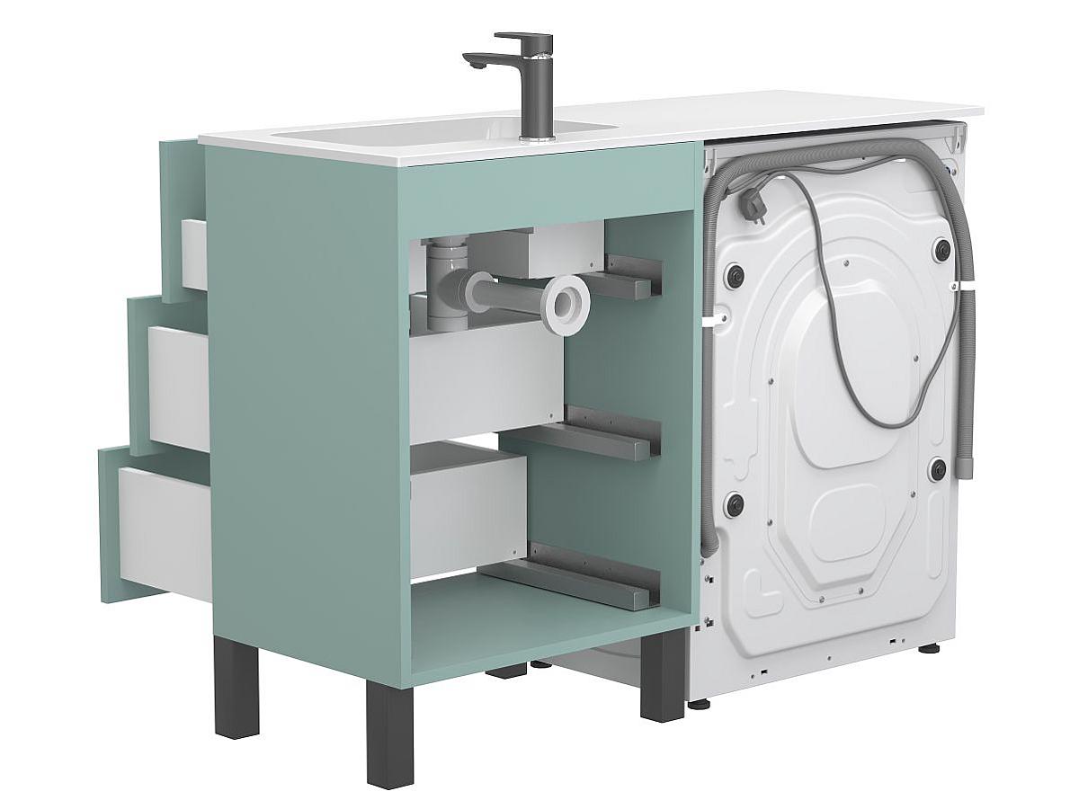 Тумба напольная TESSA Зеленая с умывальником DELLA 1200 R