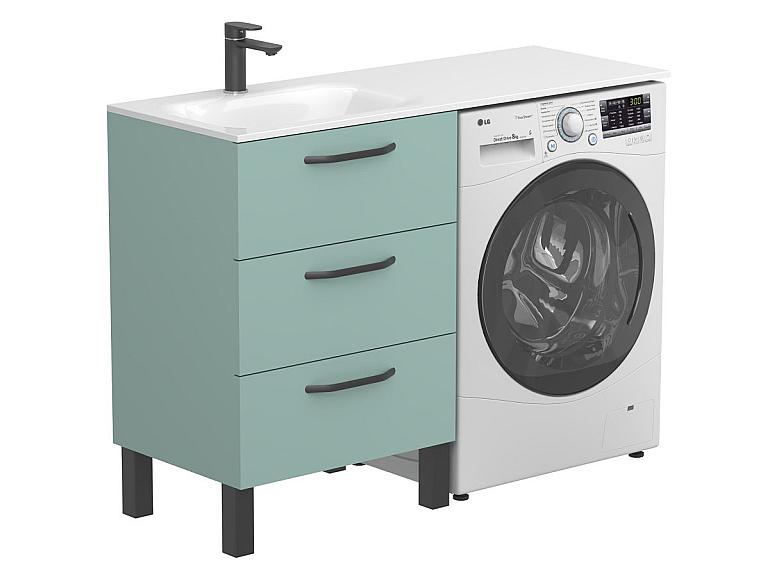 Тумба підлогова TESSA Зелена з умивальником JESSEL 1200 L