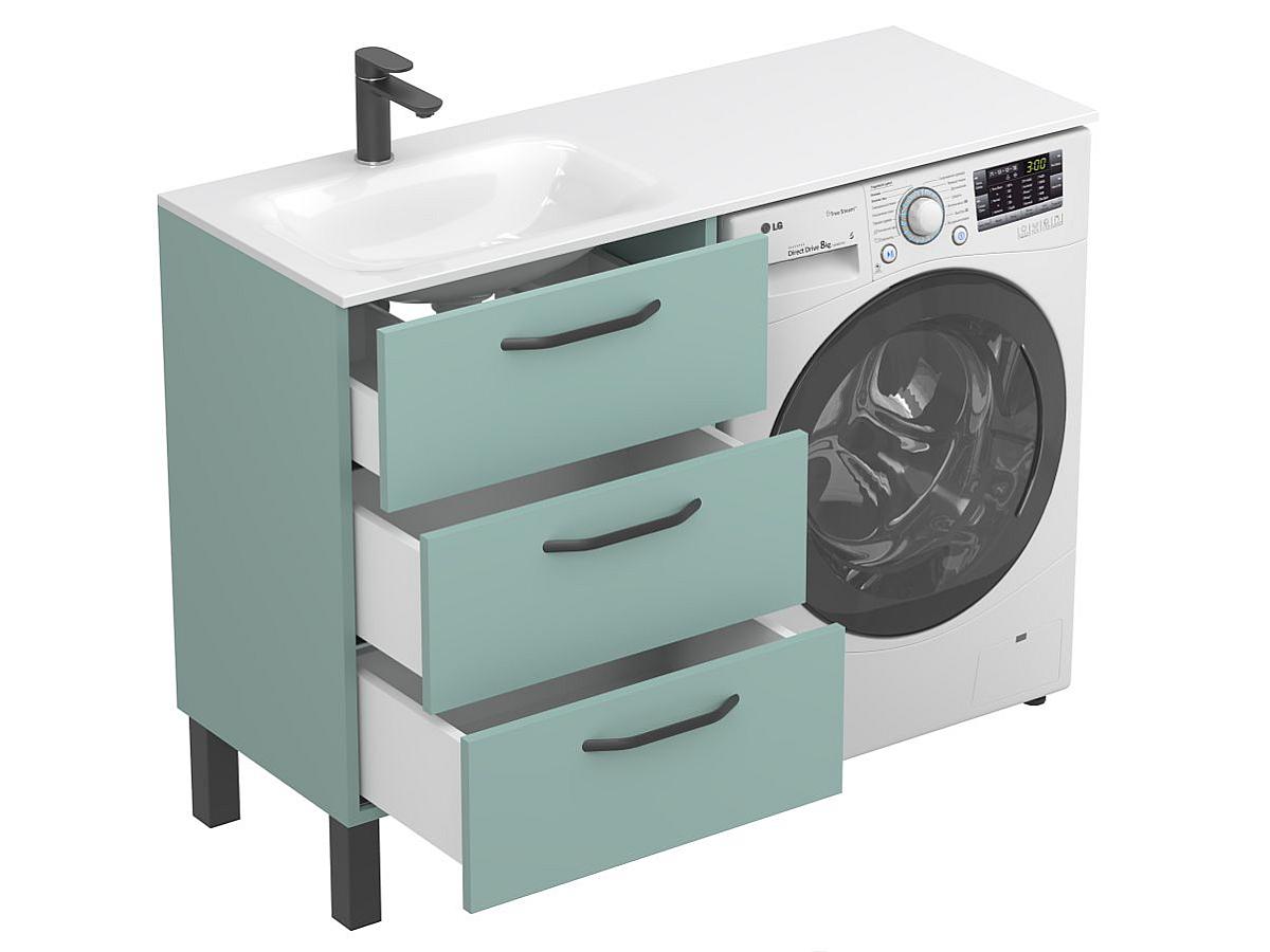 Тумба напольная TESSA Зеленая с умывальником JESSEL 1200 L