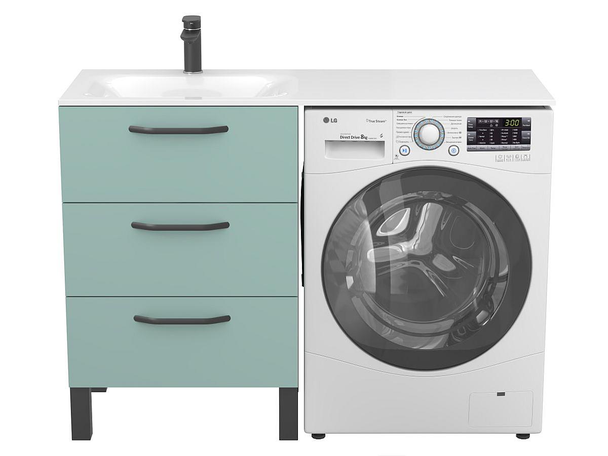 Тумба напольная TESSA Зеленая с умывальником JESSEL 1200 L