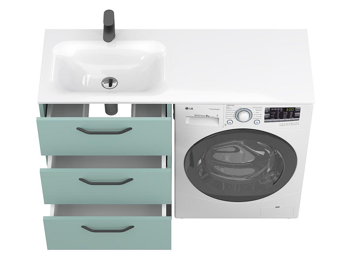 Тумба напольная TESSA Зеленая с умывальником JESSEL 1200 L