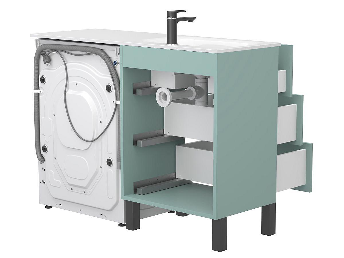 Тумба напольная TESSA Зеленая с умывальником JESSEL 1200 L