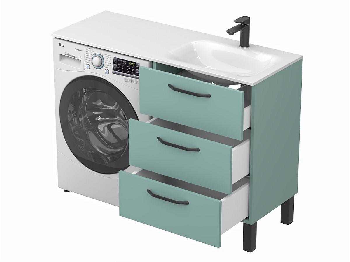 Тумба напольная TESSA Зеленая с умывальником JESSEL 1200 R