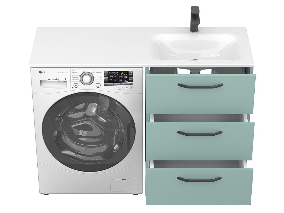 Тумба напольная TESSA Зеленая с умывальником JESSEL 1200 R