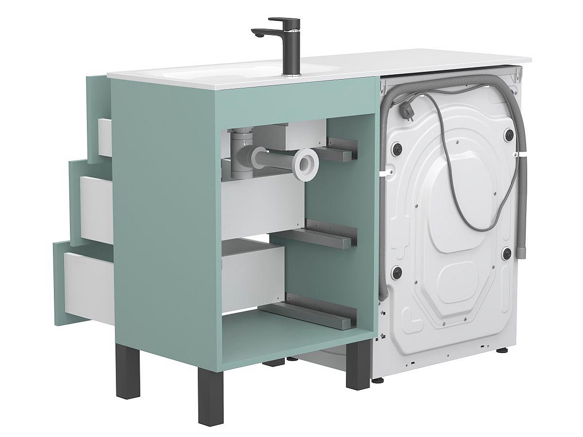 Тумба напольная TESSA Зеленая с умывальником JESSEL 1200 R