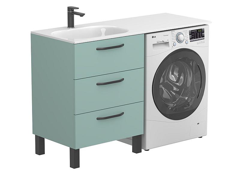 Тумба підлогова TESSA Зелена з умивальником LAKE 1250 L