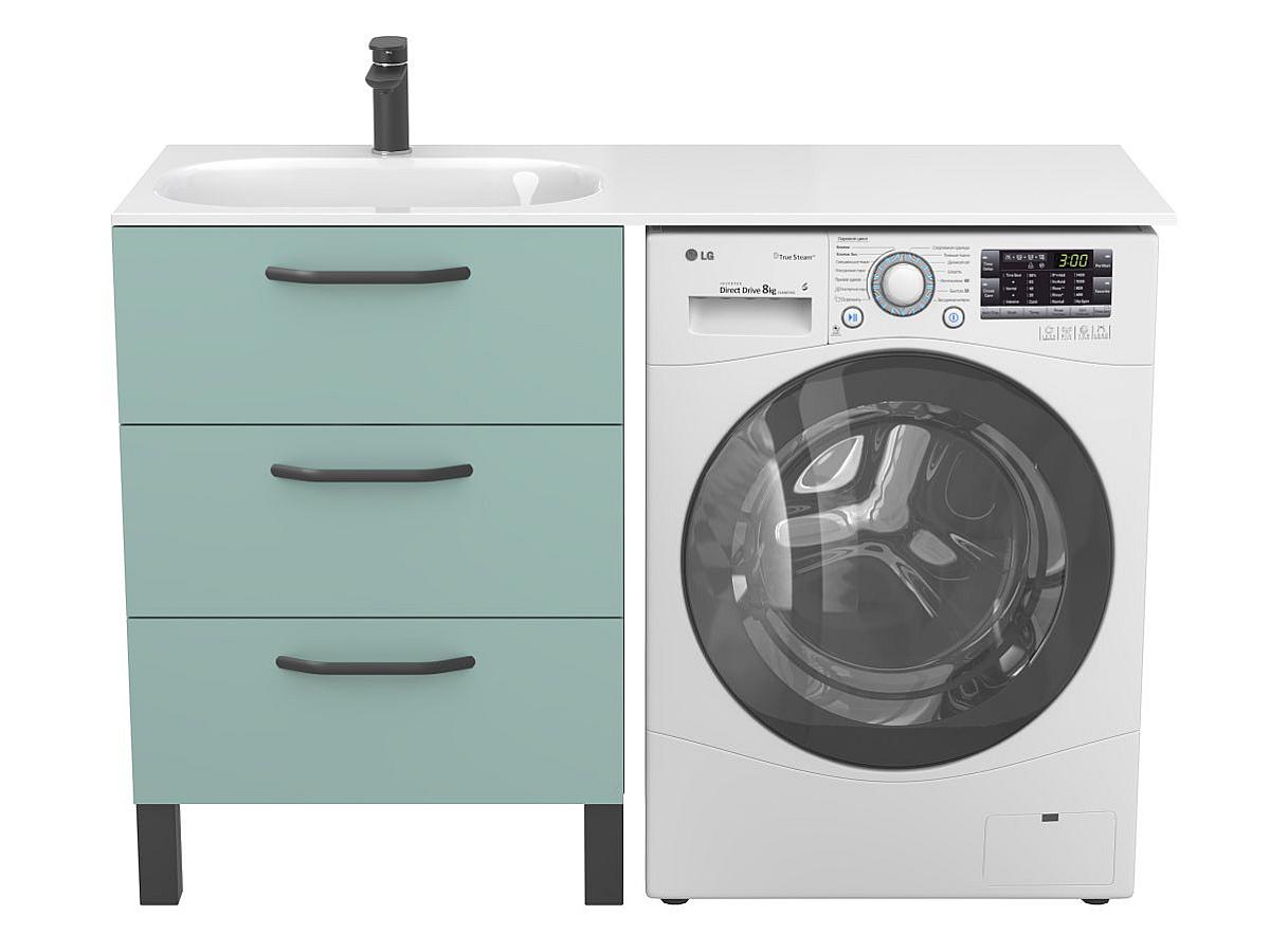Тумба напольная TESSA Зеленая с умывальником LAKE 1250 L
