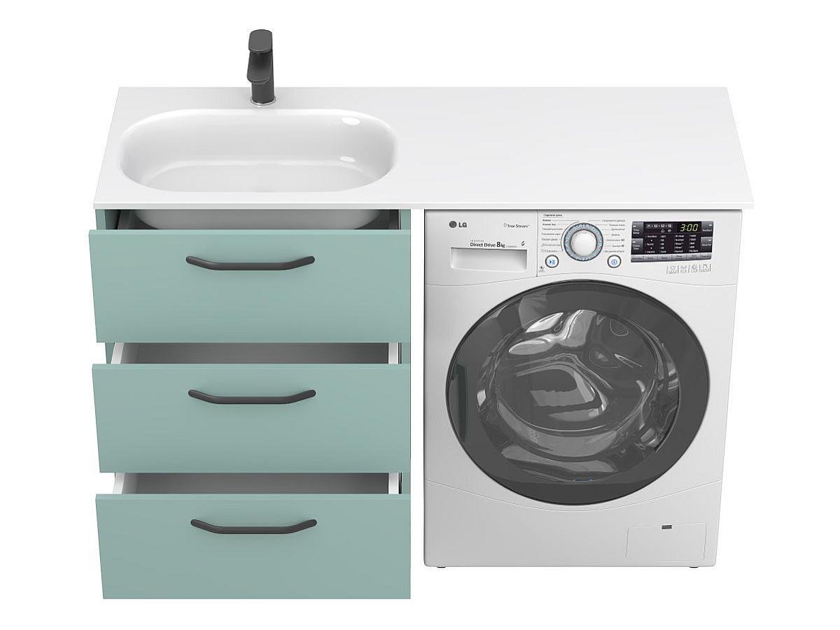 Тумба напольная TESSA Зеленая с умывальником LAKE 1250 L