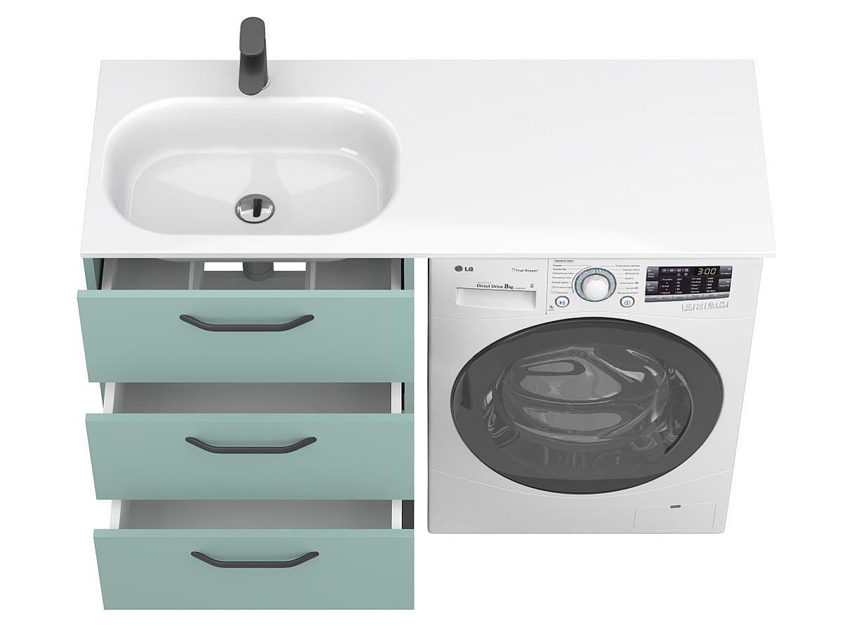 Тумба напольная TESSA Зеленая с умывальником LAKE 1250 L