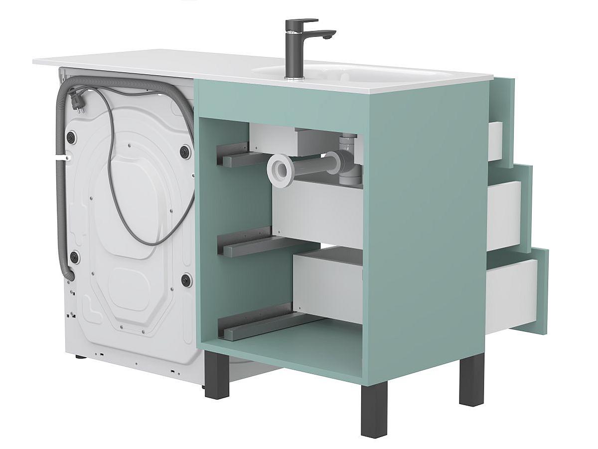 Тумба напольная TESSA Зеленая с умывальником LAKE 1250 L