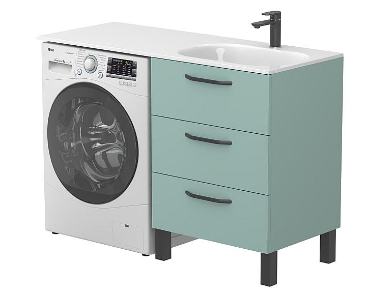 Тумба підлогова TESSA Зелена з умивальником LAKE 1250 R