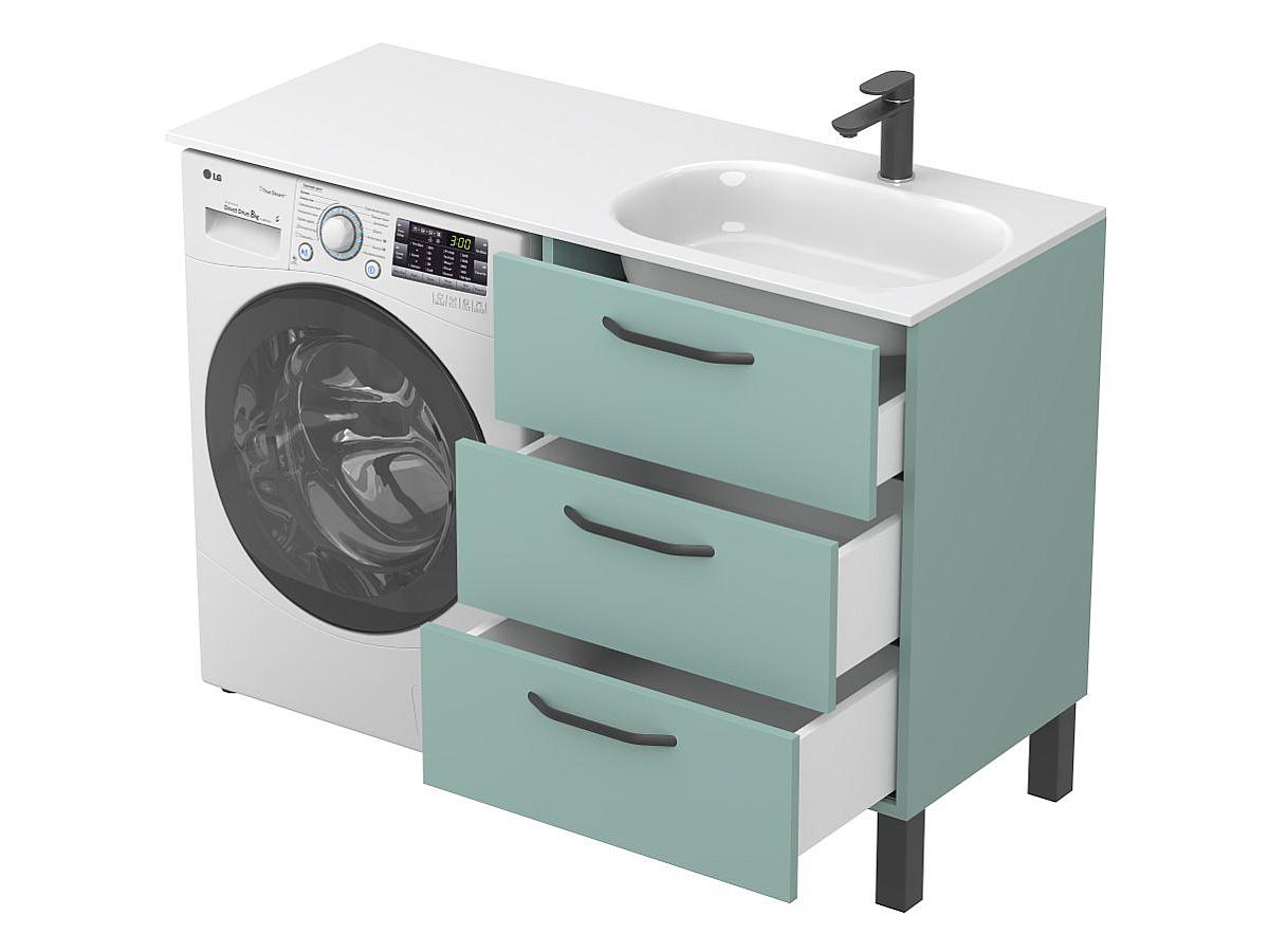 Тумба напольная TESSA Зеленая с умывальником LAKE 1250 R