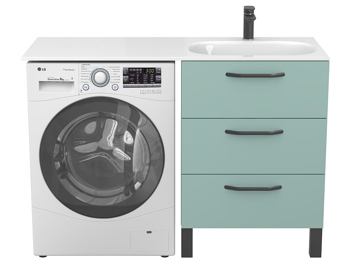 Тумба напольная TESSA Зеленая с умывальником LAKE 1250 R