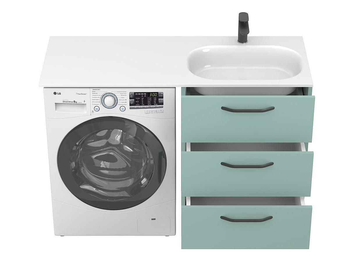 Тумба напольная TESSA Зеленая с умывальником LAKE 1250 R