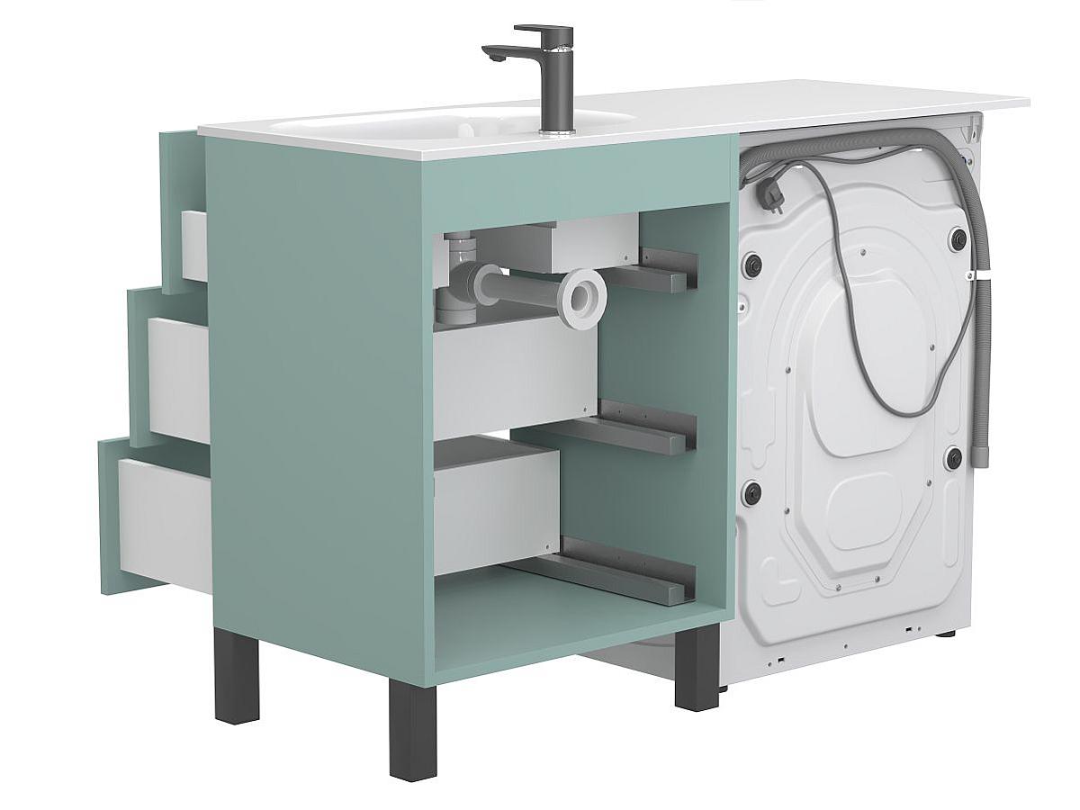 Тумба напольная TESSA Зеленая с умывальником LAKE 1250 R