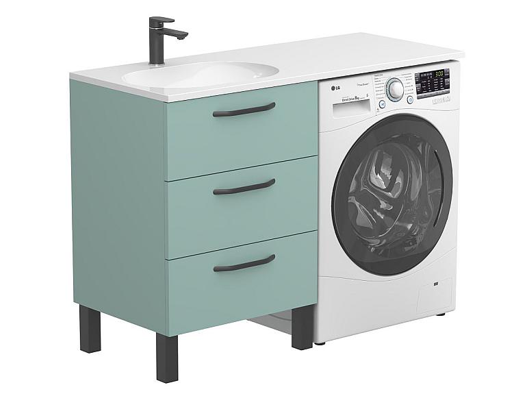 Тумба підлогова TESSA Зелена з умивальником NEW YORK 1200 L