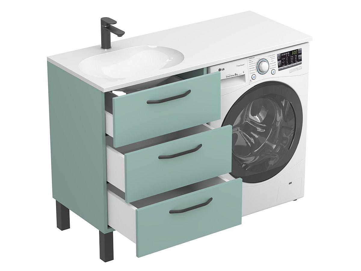 Тумба напольная TESSA Зеленая с умывальником NEW YORK 1200 L