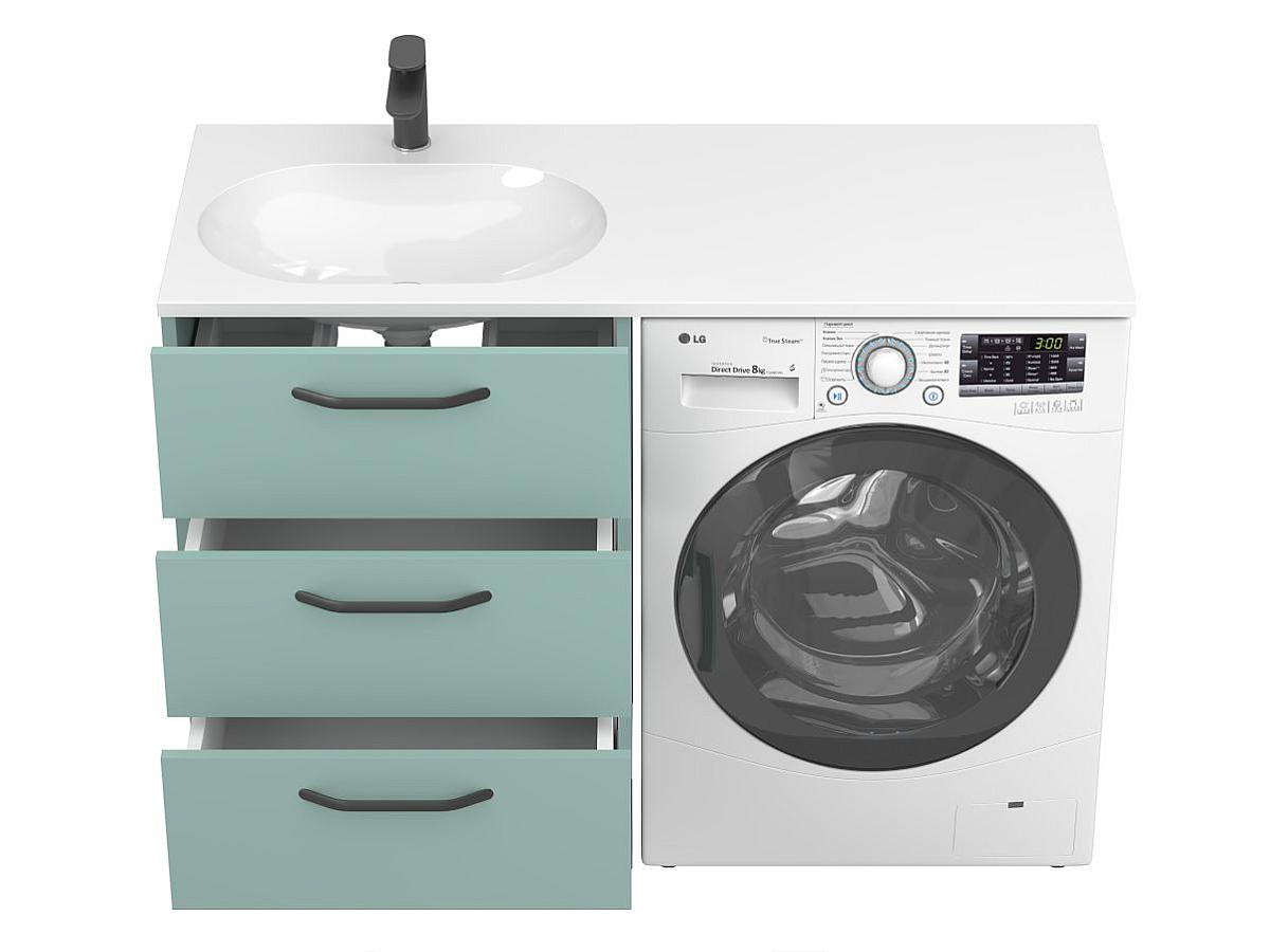 Тумба напольная TESSA Зеленая с умывальником NEW YORK 1200 L