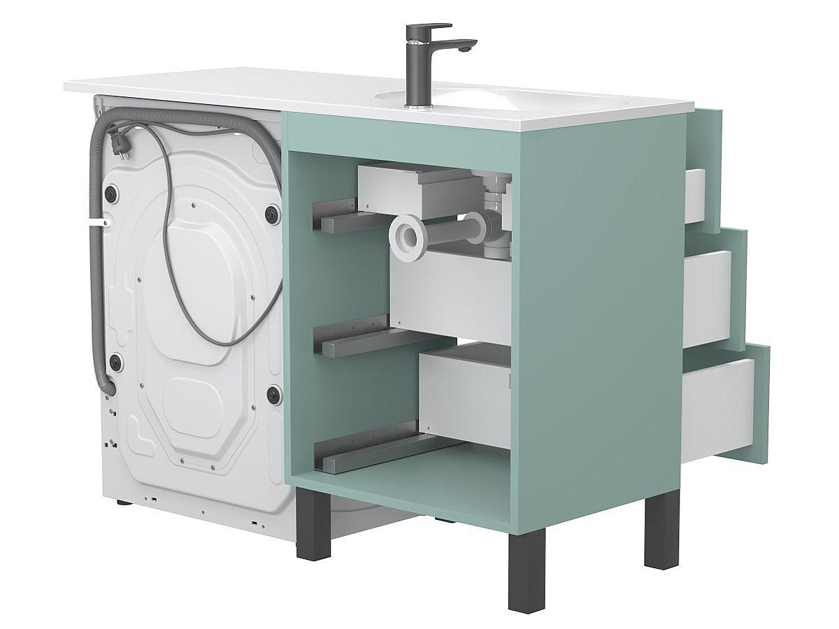 Тумба напольная TESSA Зеленая с умывальником NEW YORK 1200 L