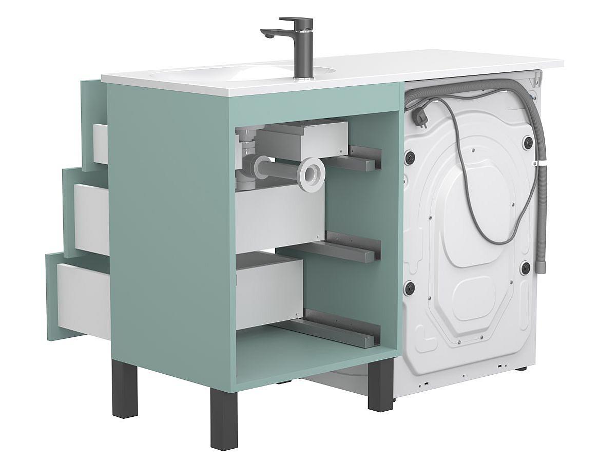Тумба підлогова TESSA Зелена з умивальником NEW YORK 1200 R