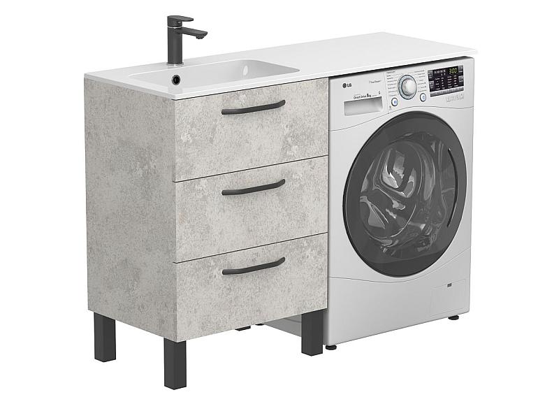 Тумба підлогова TESSA Камінь сірий з умивальником DELLA 1200 L