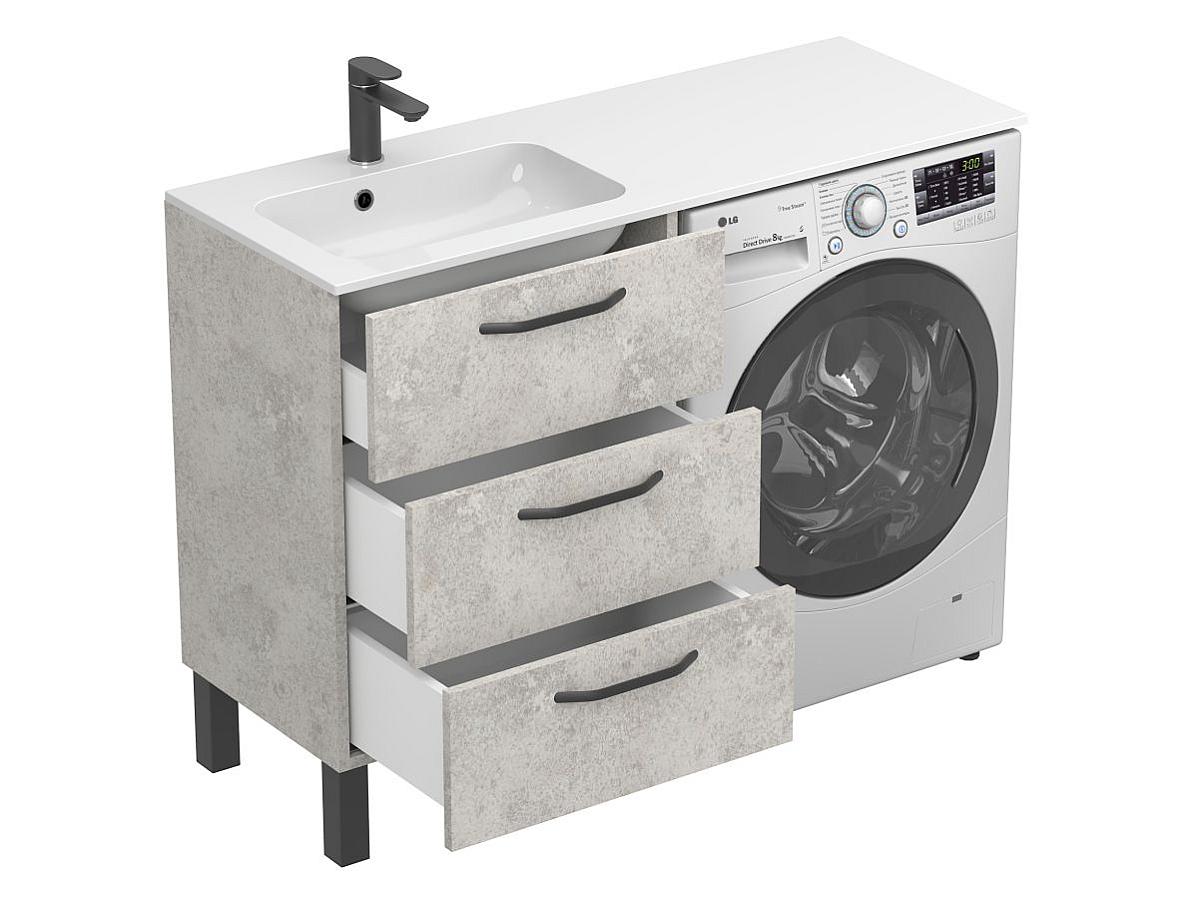 Тумба підлогова TESSA Камінь сірий з умивальником DELLA 1200 L