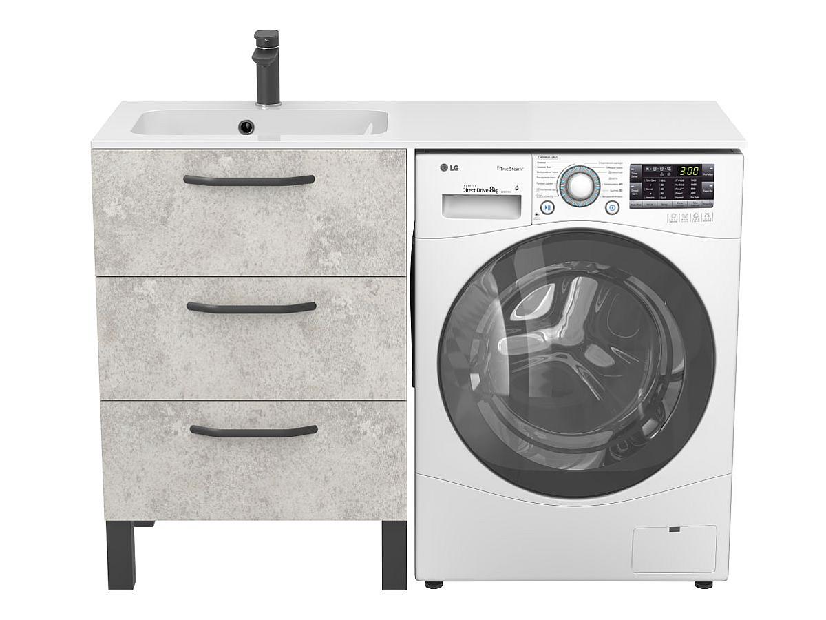 Тумба підлогова TESSA Камінь сірий з умивальником DELLA 1200 L