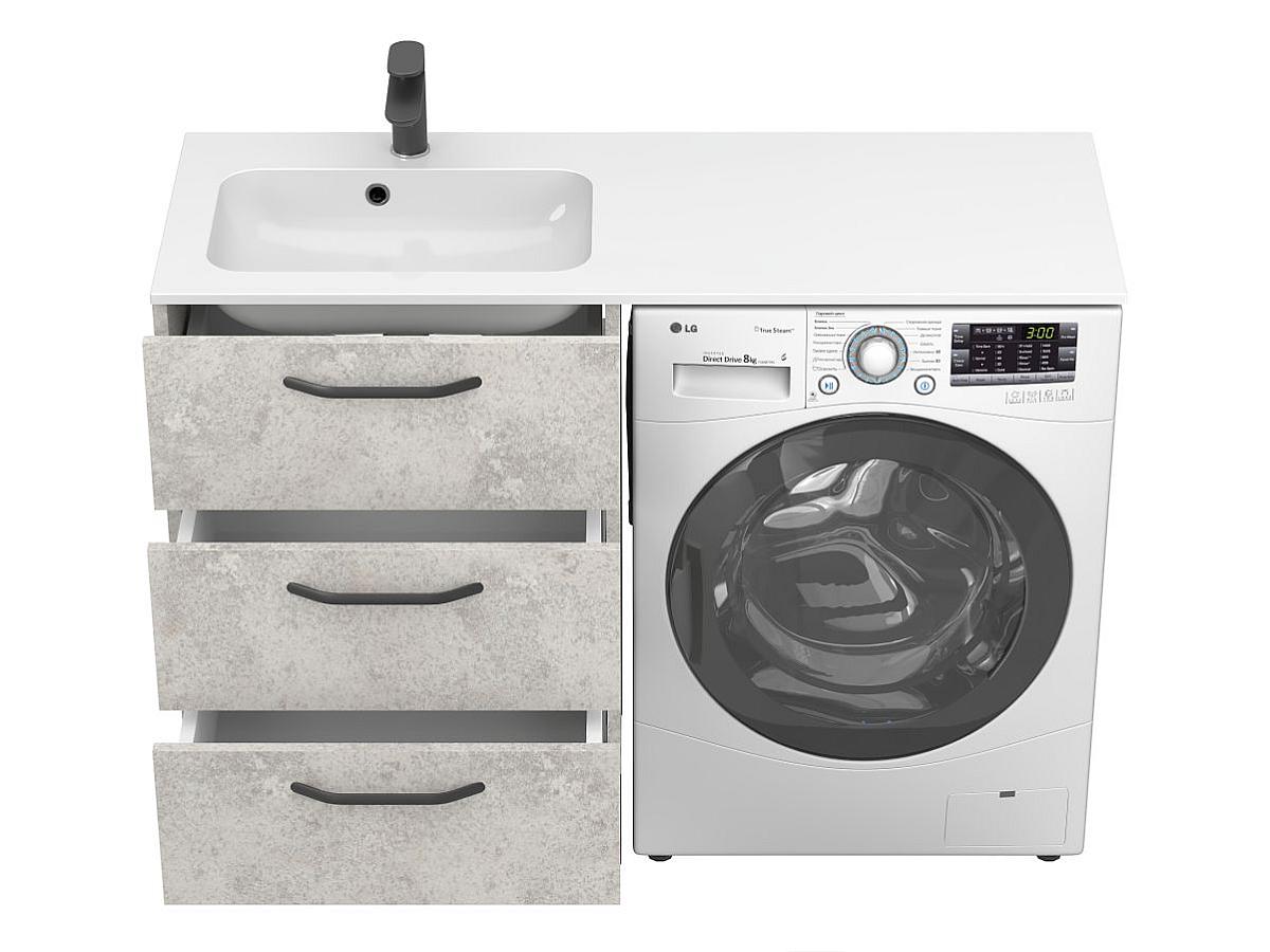 Тумба підлогова TESSA Камінь сірий з умивальником DELLA 1200 L