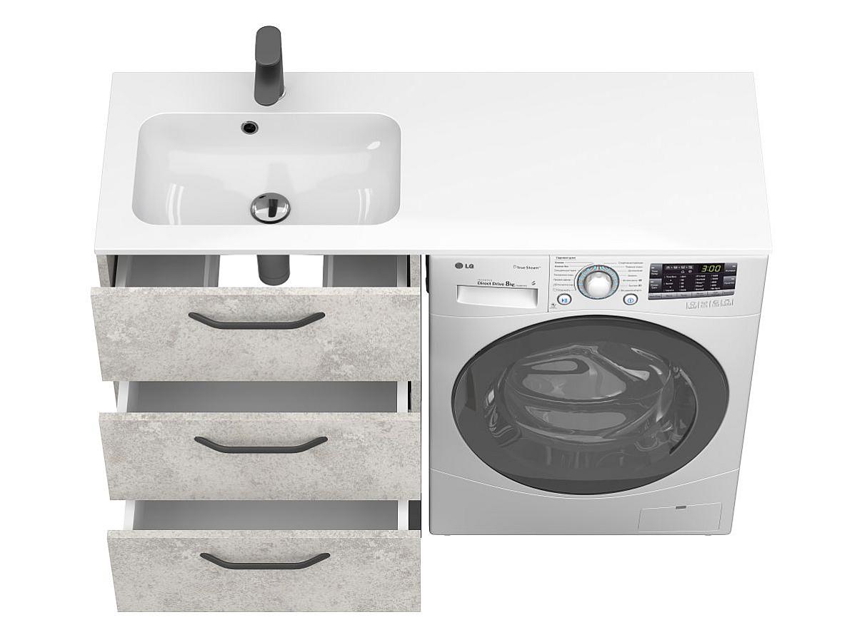 Тумба підлогова TESSA Камінь сірий з умивальником DELLA 1200 L