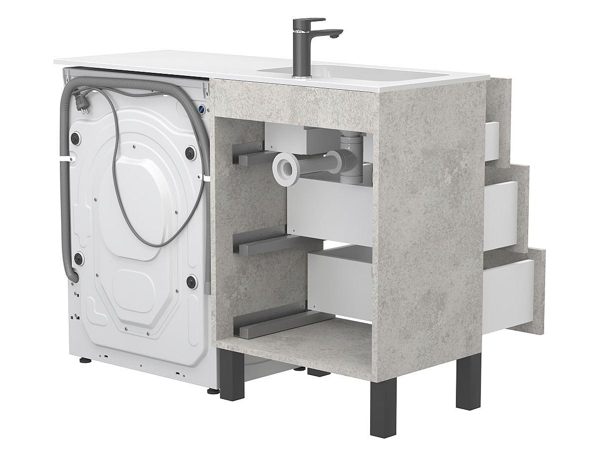 Тумба підлогова TESSA Камінь сірий з умивальником DELLA 1200 L