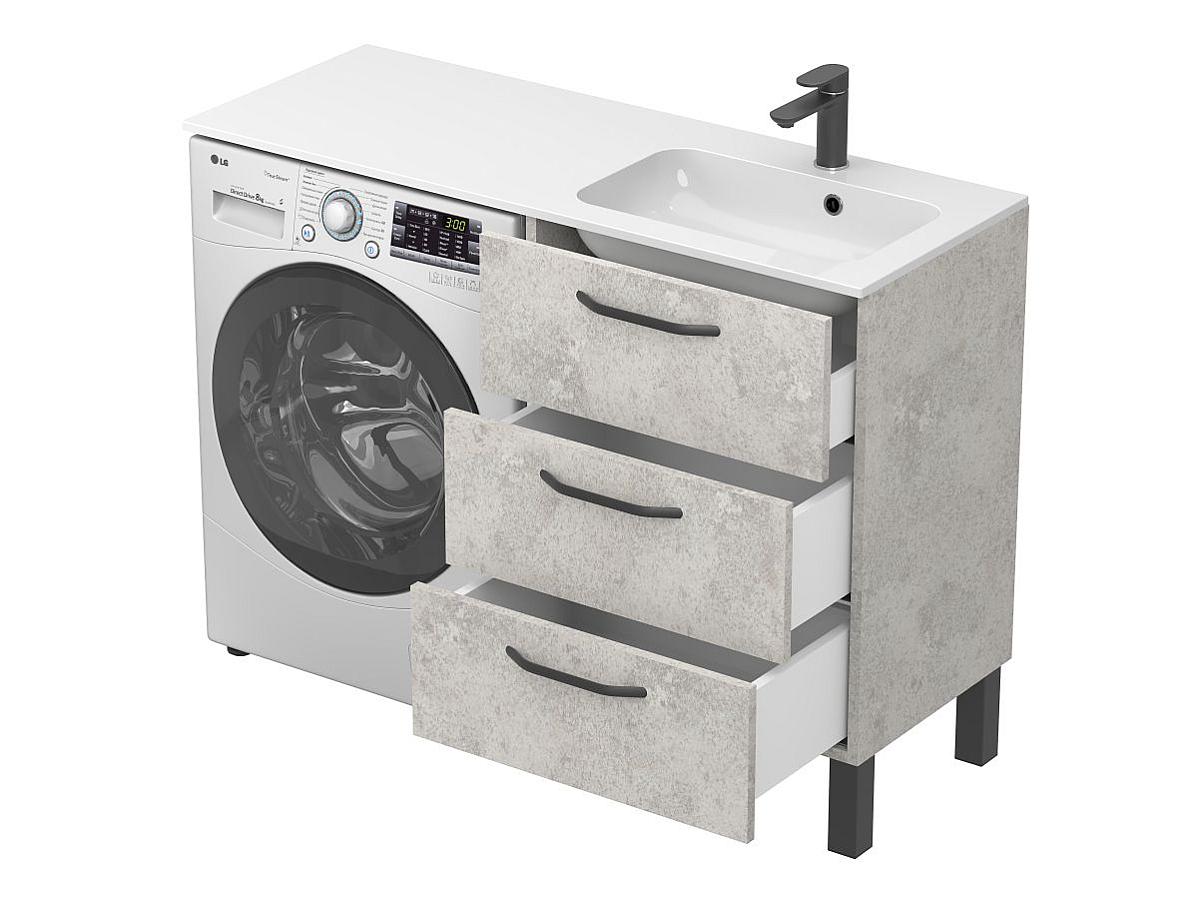 Тумба підлогова TESSA Камінь сірий з умивальником DELLA 1200 R