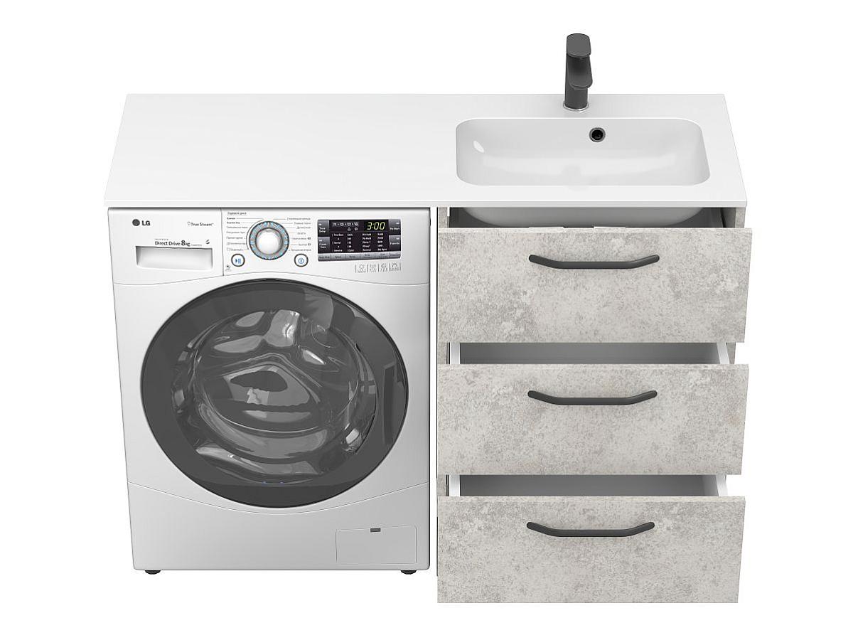 Тумба підлогова TESSA Камінь сірий з умивальником DELLA 1200 R