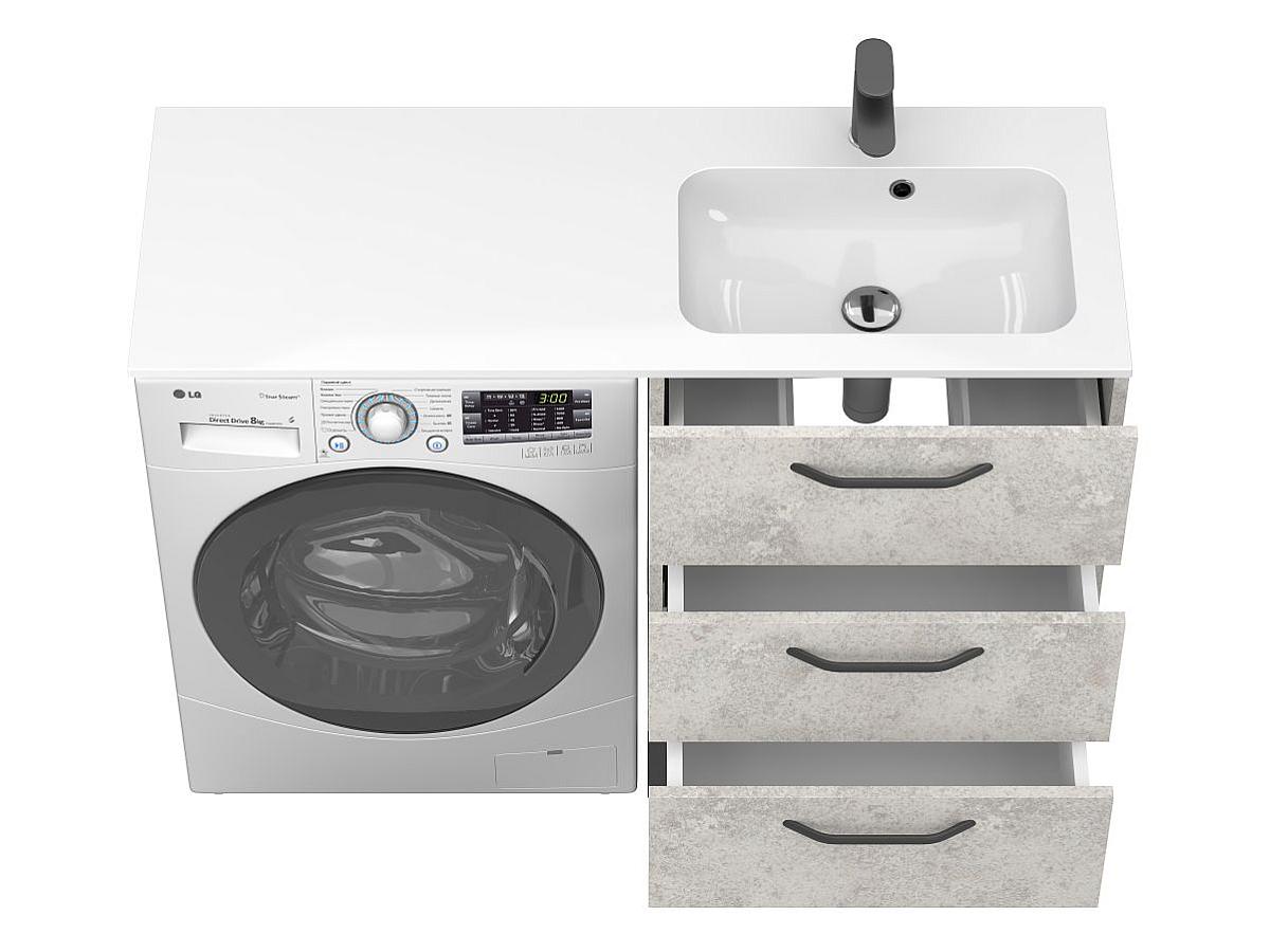 Тумба підлогова TESSA Камінь сірий з умивальником DELLA 1200 R