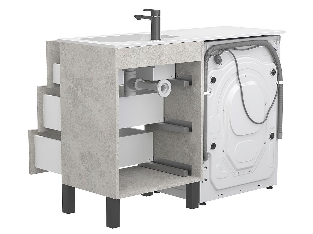 Тумба підлогова TESSA Камінь сірий з умивальником DELLA 1200 R