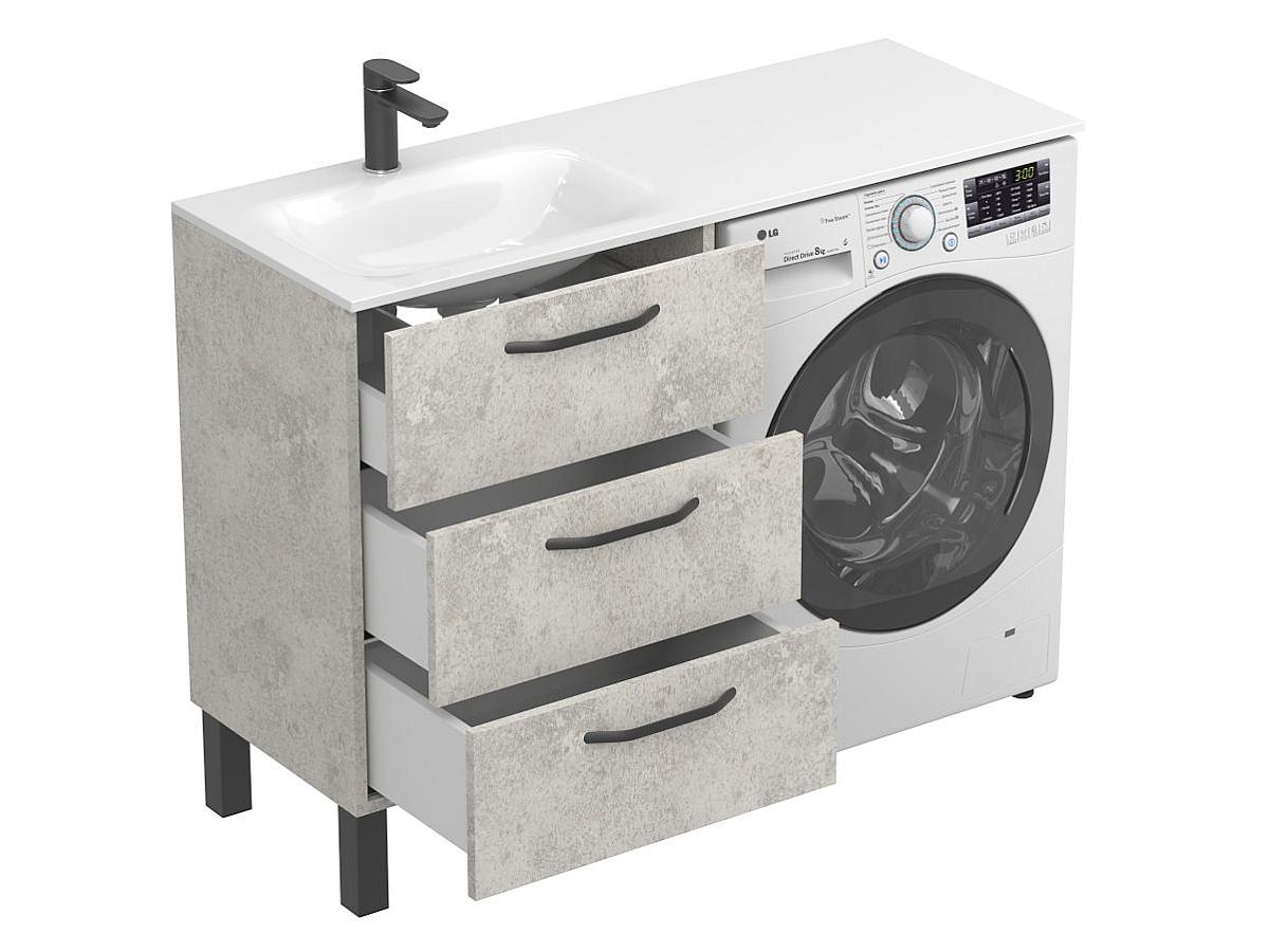 Тумба напольная TESSA Камень серый с умывальником JESSEL 1200 L