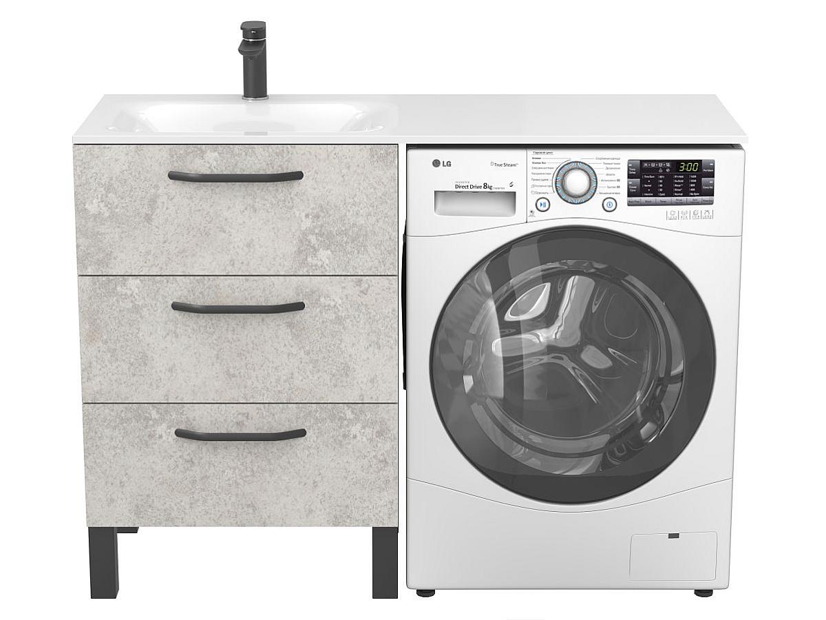 Тумба напольная TESSA Камень серый с умывальником JESSEL 1200 L