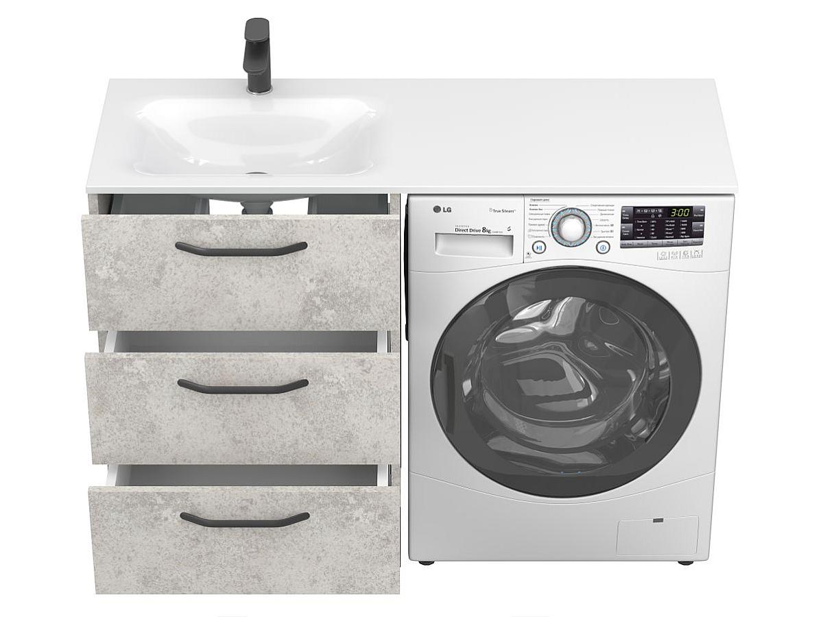 Тумба напольная TESSA Камень серый с умывальником JESSEL 1200 L