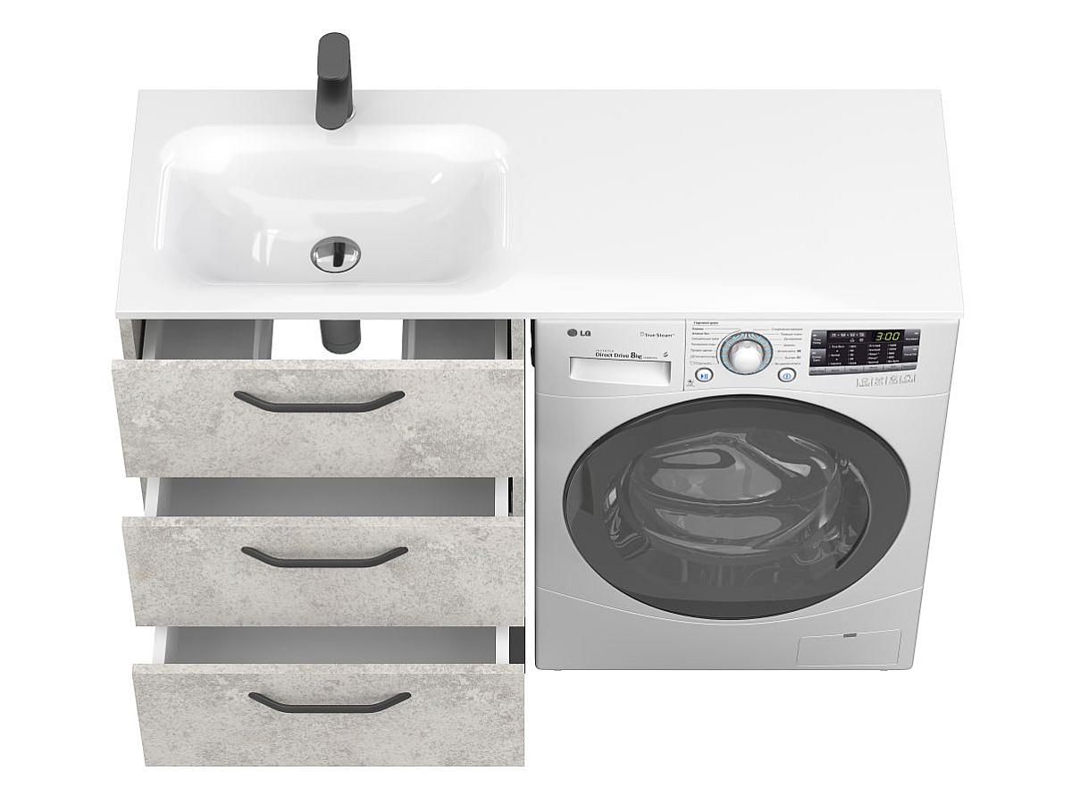 Тумба напольная TESSA Камень серый с умывальником JESSEL 1200 L