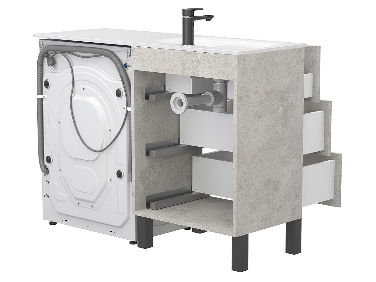 Тумба напольная TESSA Камень серый с умывальником JESSEL 1200 L